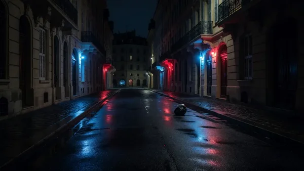 Casque de moto abandonné sur une rue pavée de Nice après les accidents mortels.