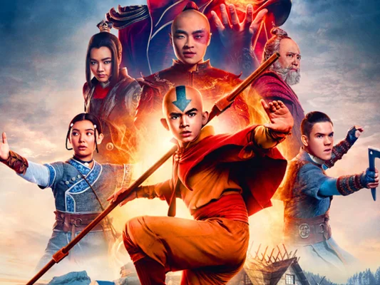 Affiche promotionnelle de la série Netflix « Avatar : Le Dernier Maître de l'Air ».