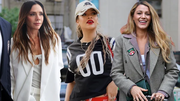 Victoria Beckham, Rihanna et Blake Lively photographiées dans la rue, dans des tenues décontractées et élégantes.