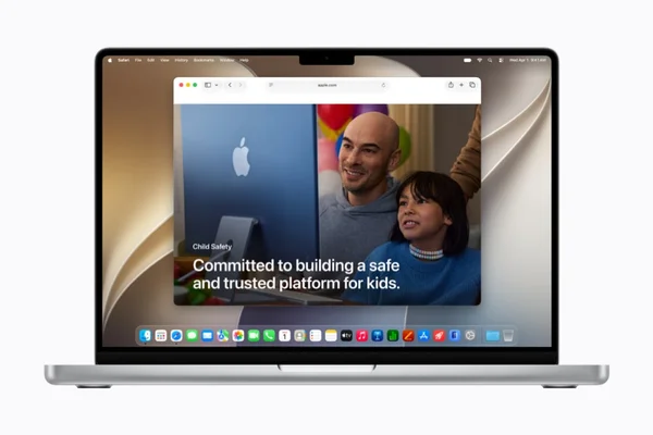 Présentation des nouvelles fonctionnalités de sécurité pour enfants sur un MacBook Pro.