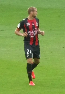Mathieu Bodmer sous les couleurs du SM Caen lors d'un match de Ligue 1.