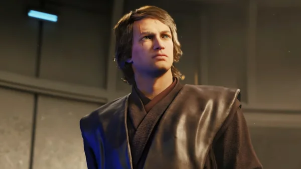 Capture d'écran de Star Wars Zero Company : un jeune Jedi avec une cicatrice au-dessus de l'œil droit.