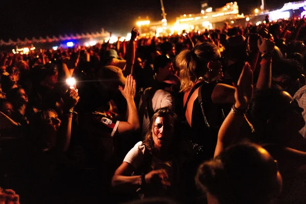 Foule lors d'un concert en plein air, une scène typique de la Fête de la musique.