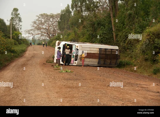 Un bus accidenté gît sur le côté dans une zone rurale du sud de l'Éthiopie, près de la plantation de café de Bebeka.