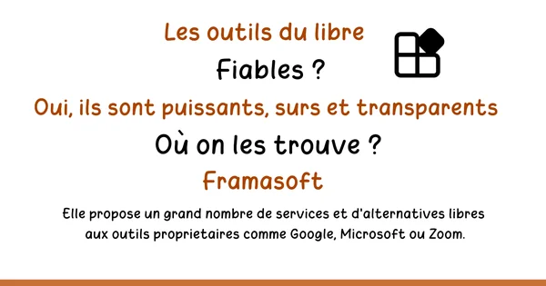 Infographie sur les sources de logiciels libres, mettant en avant Framasoft.