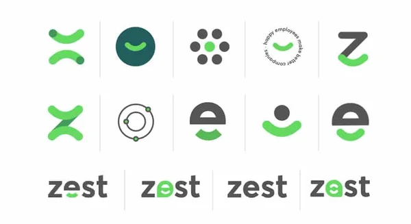 Différents concepts de logo pour la marque Zest.