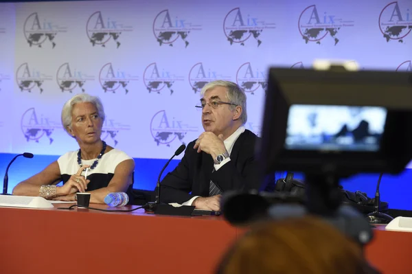 Christine Lagarde s'exprimant lors des Rencontres économiques d'Aix-en-Provence en 2013.