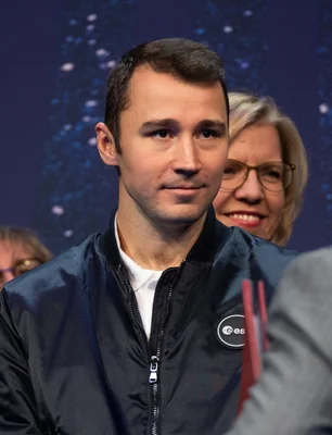 Arnaud Prost lors de l'annonce des nouveaux astronautes de l'ESA en 2022, au Grand Palais Éphémère à Paris.