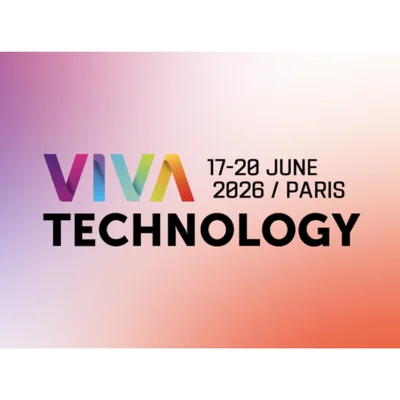 Affiche promotionnelle de Viva Technology 2026, présentant le logo, les dates et le lieu (Paris) sur fond dégradé.