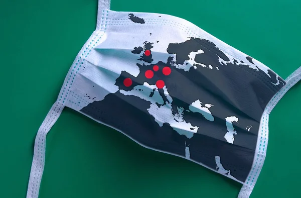 Masque chirurgical à motif de carte européenne, symbole de la pandémie de Covid-19