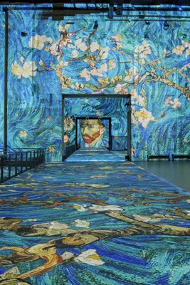 Exposition immersive projetant les œuvres de Van Gogh, exemple d'expérience culturelle à Paris.