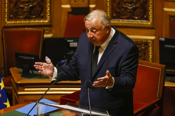 Gérard Larcher réélu président du Sénat, s'exprimant à la tribune de l'hémicycle.