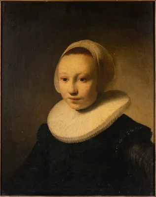 Portrait d'une jeune fille (d'après Rembrandt), huile sur toile.
