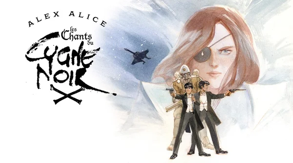 Affiche promotionnelle des Chants du Cygne Noir, mettant en scène une femme pirate et ses acolytes.