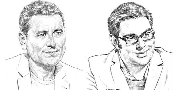 Croquis des deux intervenants du débat sur les menaces à l'Occident.