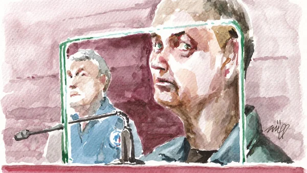 Dessin d'audience montrant Martin Ney au premier jour de son procès pour le meurtre de Jonathan.