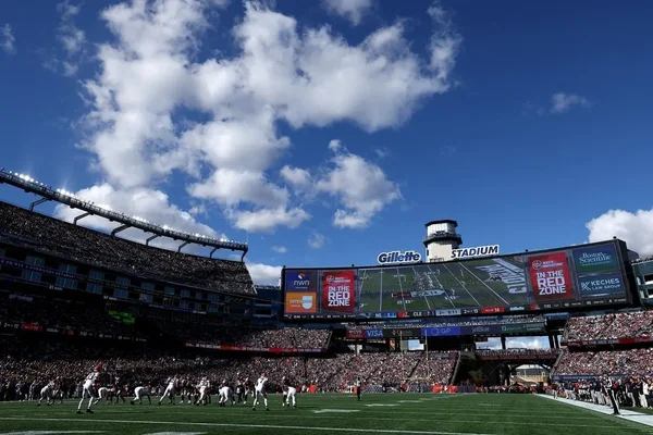 Le Gillette Stadium de Boston, hôte potentiel du match France-Norvège, vu lors d'un match de football américain.