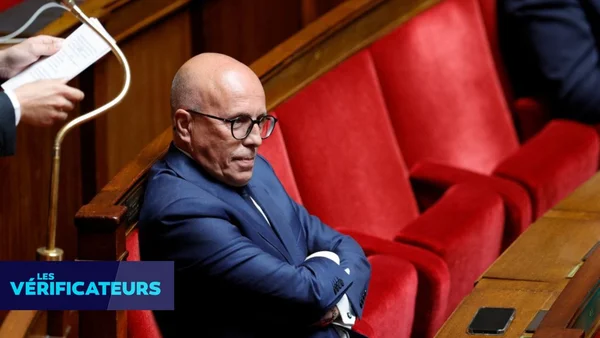Éric Ciotti dans l'hémicycle, lors d'une séquence des Vérificateurs sur TF1.