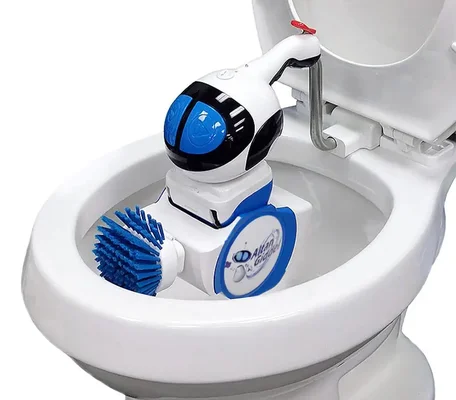 Le robot nettoyeur Giddel en action dans une cuvette de toilettes.