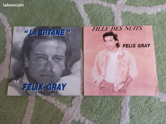 Pochettes de vinyles de Félix Gray : 'La Gitane' et 'Fille des Nuits'.