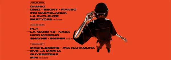 Affiche du Golden Coast Festival 2026 dévoilant Damso, PLK, Macklemore et Aya Nakamura parmi les têtes d'affiche.