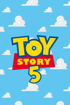 Affiche de Toy Story 5 avec le logo du film sur fond bleu et nuages