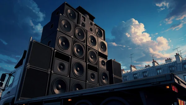 Une « Manifestive » techno défile à Paris avec un mur d'enceintes sur un camion, pour défendre les free parties.