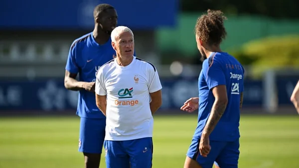 Joueurs de l'équipe de France à l'entraînement à Clairefontaine.