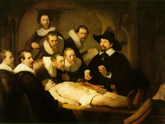 La Leçon d'anatomie du docteur Nicolaes Tulp (1632) de Rembrandt, chef-d'œuvre du Mauritshuis.
