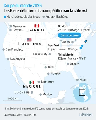 Le parcours des Bleus lors de la Coupe du Monde 2026 en Amérique du Nord.