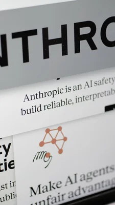 Page d'accueil du site web d'Anthropic, affichant son logo et sa mission.
