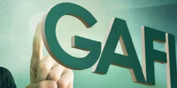 Logo du GAFI (Groupe d'action financière) représenté par des lettres 3D vertes.