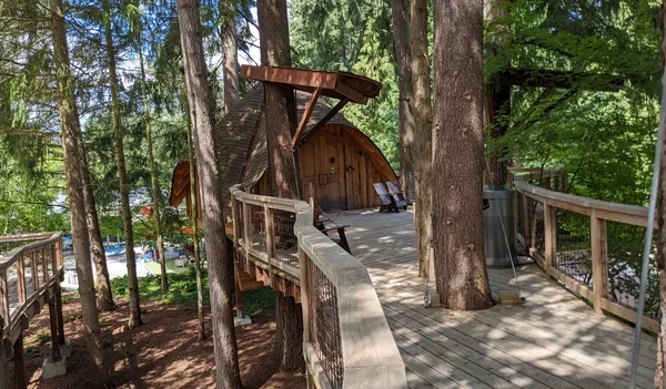Une cabane en bois sur le campus de Microsoft à Redmond, près du bâtiment 31.