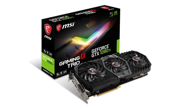 MSI GeForce GTX 1080 Ti Gaming X Trio et son packaging, un modèle custom populaire.
