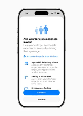 Nouvelle interface de réglages pour les comptes enfants sur iPhone.