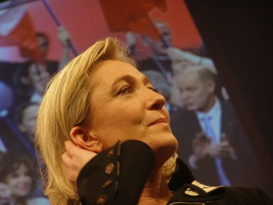Marine Le Pen lors de la convention présidentielle du Front national en 2007.