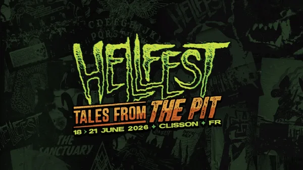 Affiche promotionnelle du Hellfest 2026 arborant le slogan 'Tales From The Pit'.