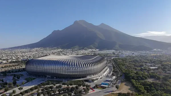Vue aérienne du Estadio BBVA à Monterrey, l'un des stades mexicains de la Coupe du Monde 2026.