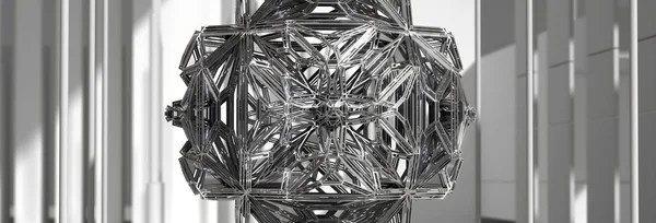 Sculpture métallique abstraite, évocation de la complexité des systèmes informatiques
