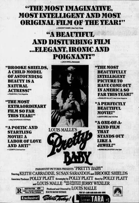 Annonce publicitaire pour 'Pretty Baby' (21 avril 1978) avec Brooke Shields.