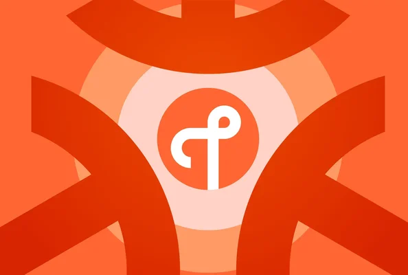 Illustration abstraite avec un symbole dans un cercle orange