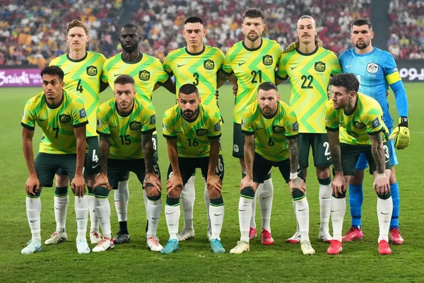 L'équipe masculine d'Australie avant un match de la Coupe du monde 2026.