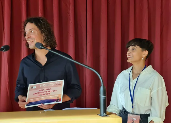 Pierre Ducrozet et Julieta Canepa, co-auteurs, récompensés au FIG 2021.
