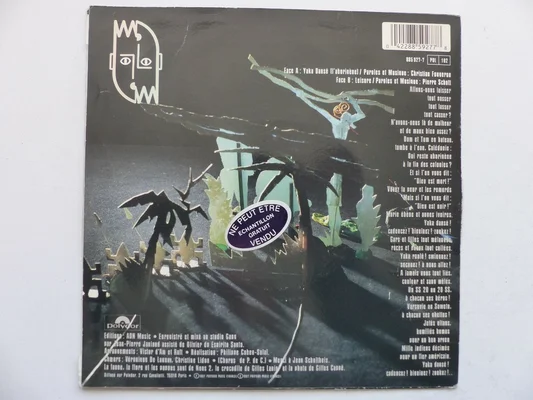 Dos de la pochette du 45 tours « Yaka Dansé » de Raft, avec une illustration stylisée et le tracklisting.