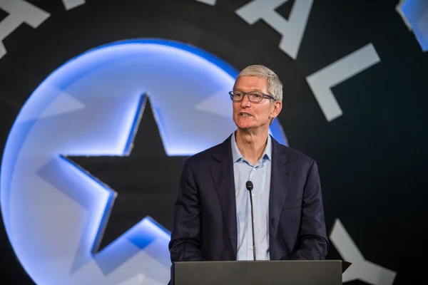Tim Cook, PDG d'Apple, s'exprimant lors d'un événement à l'Austin Community College en 2017.