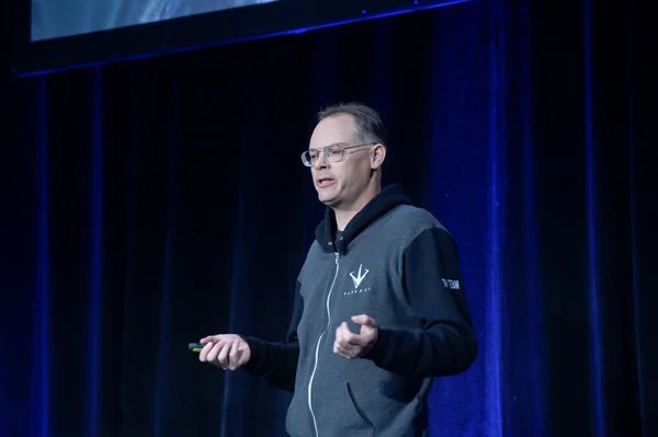 Tim Sweeney, fondateur d'Epic Games, s'exprimant lors de la GDC 2016.