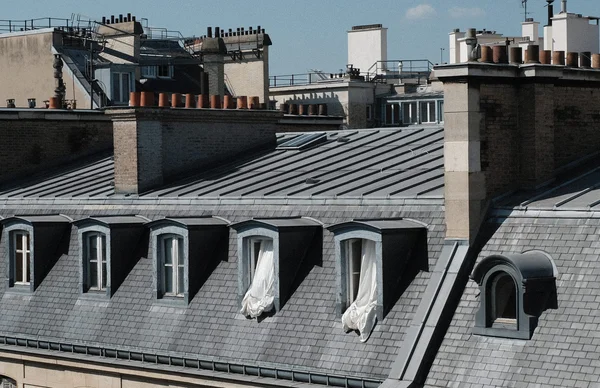 Toits parisiens en ardoise, un paysage urbain typique confronté aux défis de la chaleur.