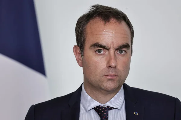Sébastien Lecornu, ministre des Armées, lors d'une prise de parole.
