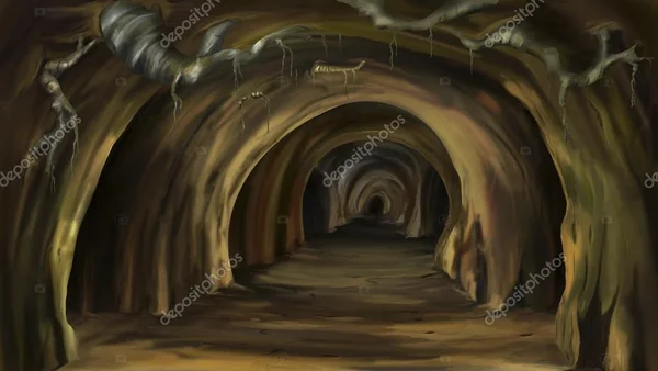 Illustration évoquant une grotte mystérieuse, en lien avec l'atmosphère du 'Livre des souterrains'.