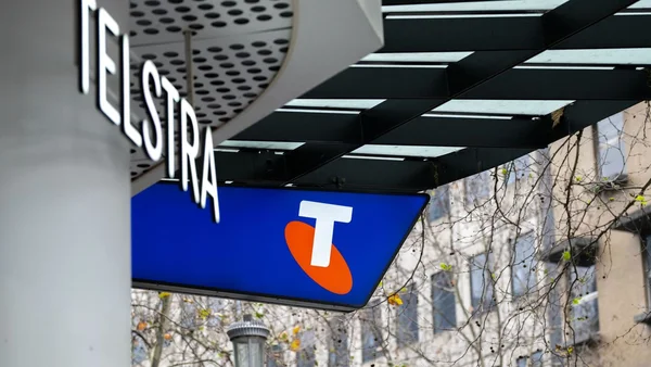 Enseigne d'un point de vente Telstra, le plus grand opérateur télécoms australien, à l'origine de la panne.